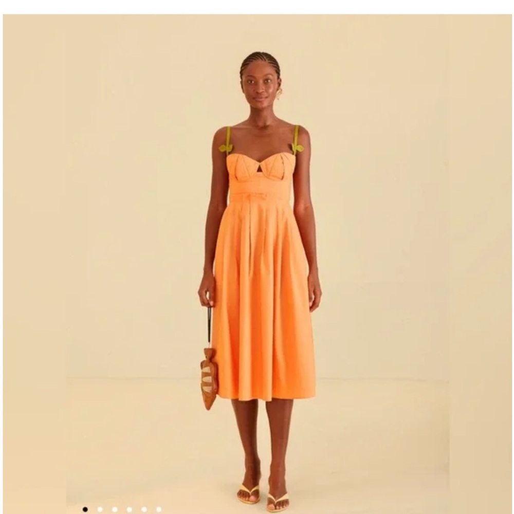 FARM Rio Orange Backless Dress with Green Straps